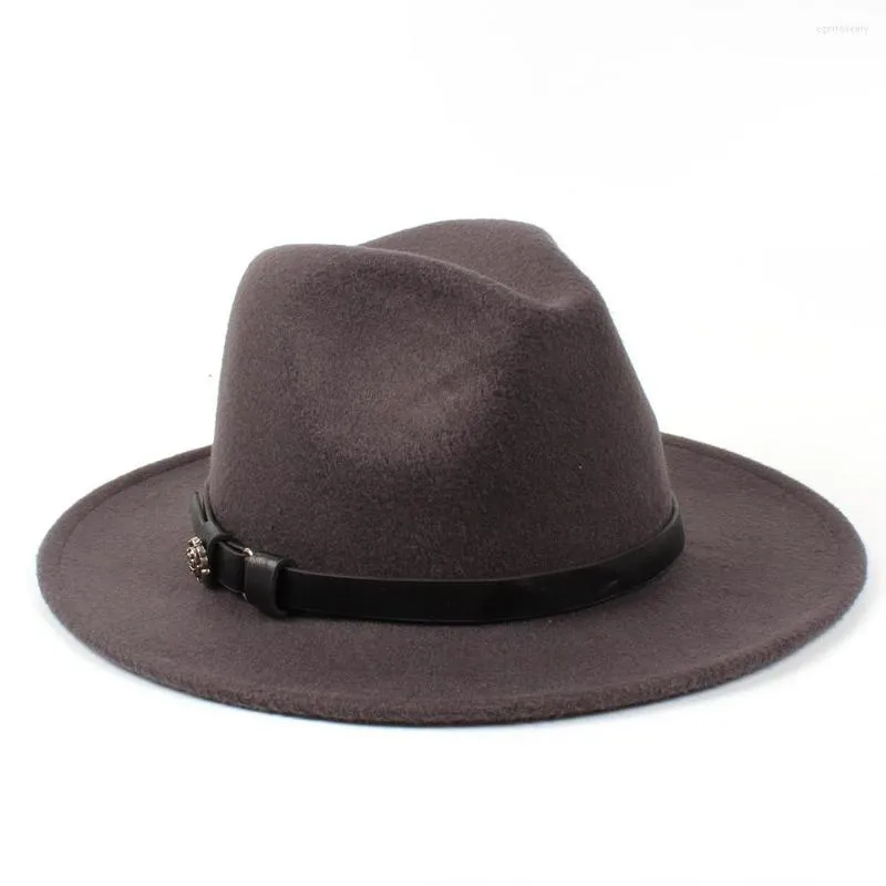 Berets Wool Women's Men's Wide Brim Fedora Hat For Winter Autumn Laday Gentleman Jazz Cap Sombrero Top Godfather