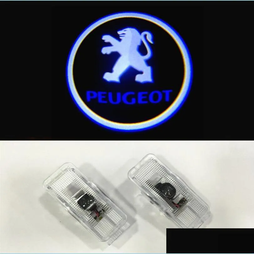 Decorative Lights 2Pcs/Set For Peugeot Door Logo Light Projector Wireless Ghost Shadow Welcome Laser Lamp 508 408 308 3008 4008 5008 Dhb1H