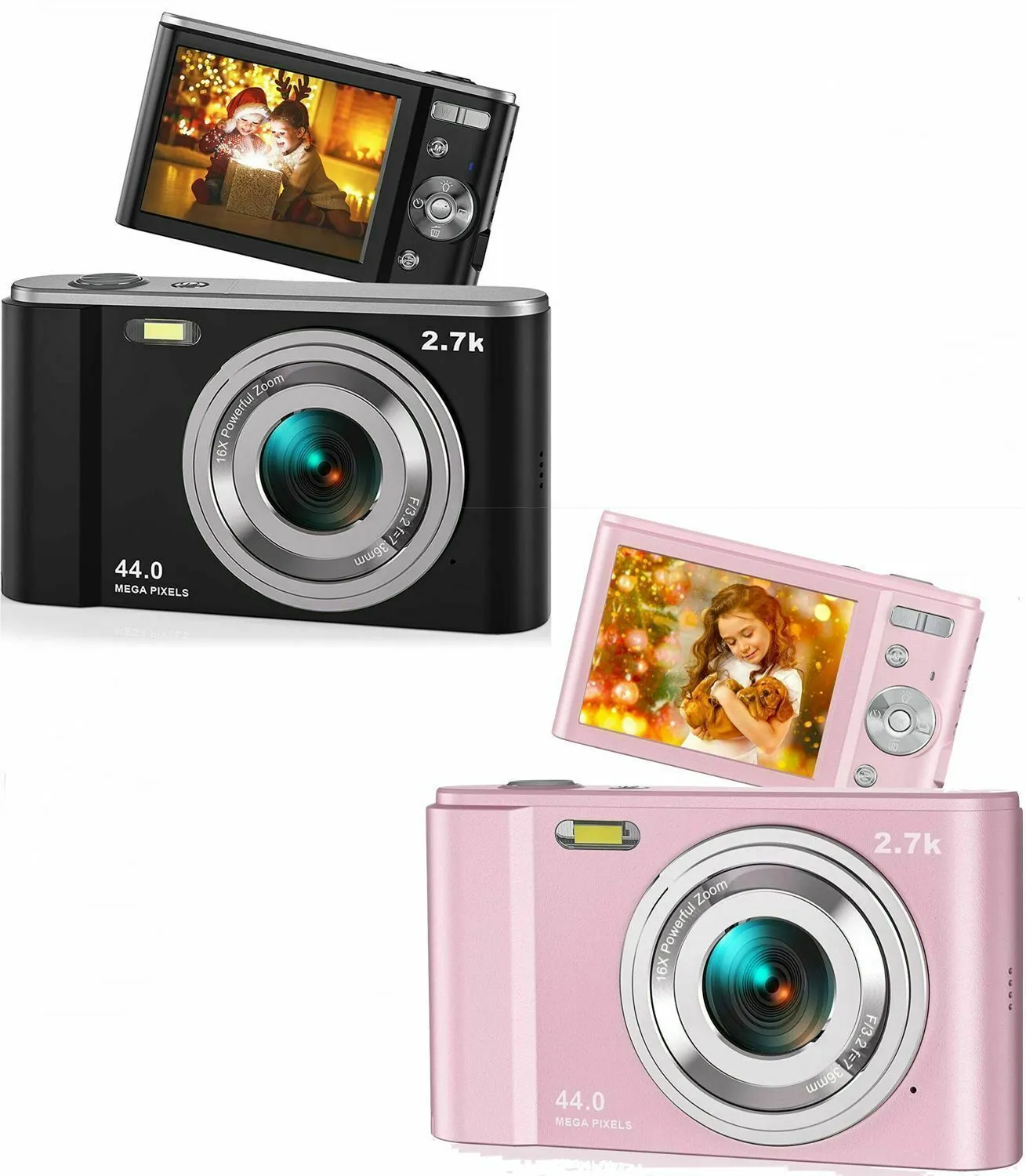 Small Digital Camera 44MP IPS Screen, 16X Zoom, Video