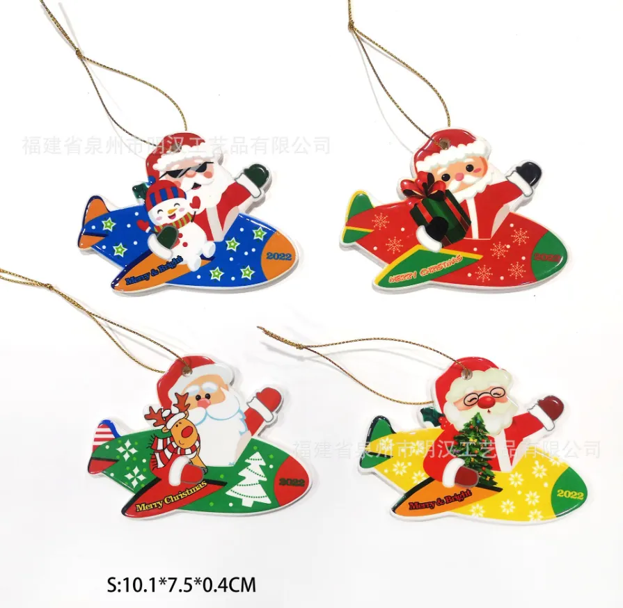 Christmas Decorations DHL Stock Resin Christmas Decoration Xmas Tree Hanging Pendants Cute Cartoon Snonman Santa Clause Gift Box Party Home Decors FY5618 P1017