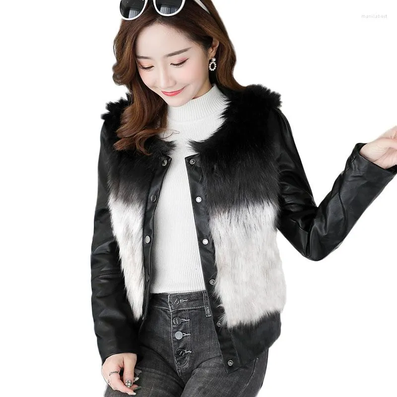 Kadın Kürk S-3XL Moda Lüks Sahte Satıcı İmitasyon Koyun Deri Deri Dış Giyim Kış Kısa Sıcak Uzun Kollu Ceket NW998