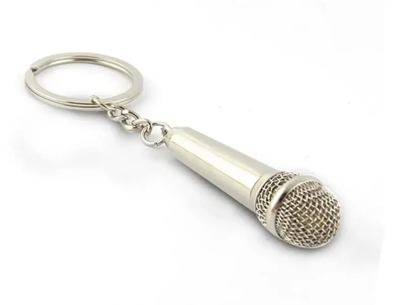 100 pcs/lot nouveauté métal Microphone porte-clés nouveau Design Microphone porte-clés peut cacher une note d'amour cadeaux