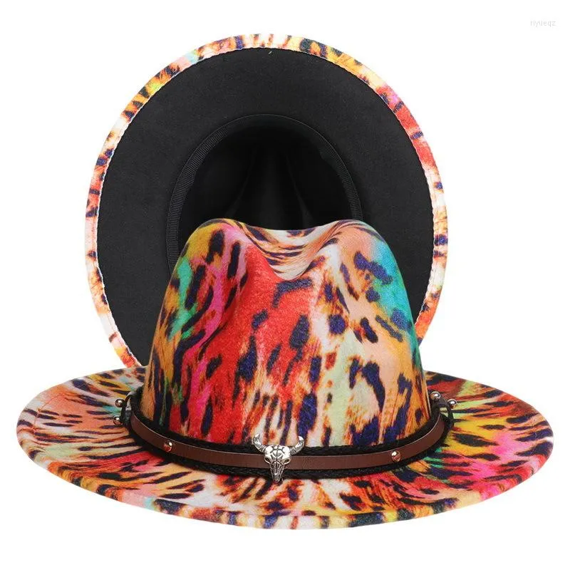 Bérets Multicolore Feutre Fedora Chapeau Pour Femmes Large Bord Style Top Chapeaux Hommes Panama Laine Artificielle Britannique Jazz Cap