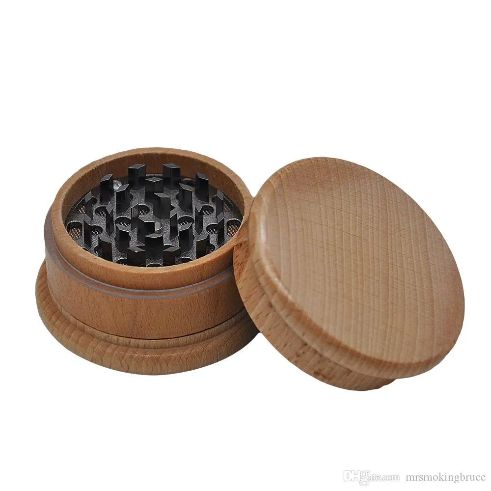 Tobacco Grinders smoke shop CHROMIUM CRUSHER Natural Wood Grinder 3 Layer Cigarette Herb Grinder Smoking bong