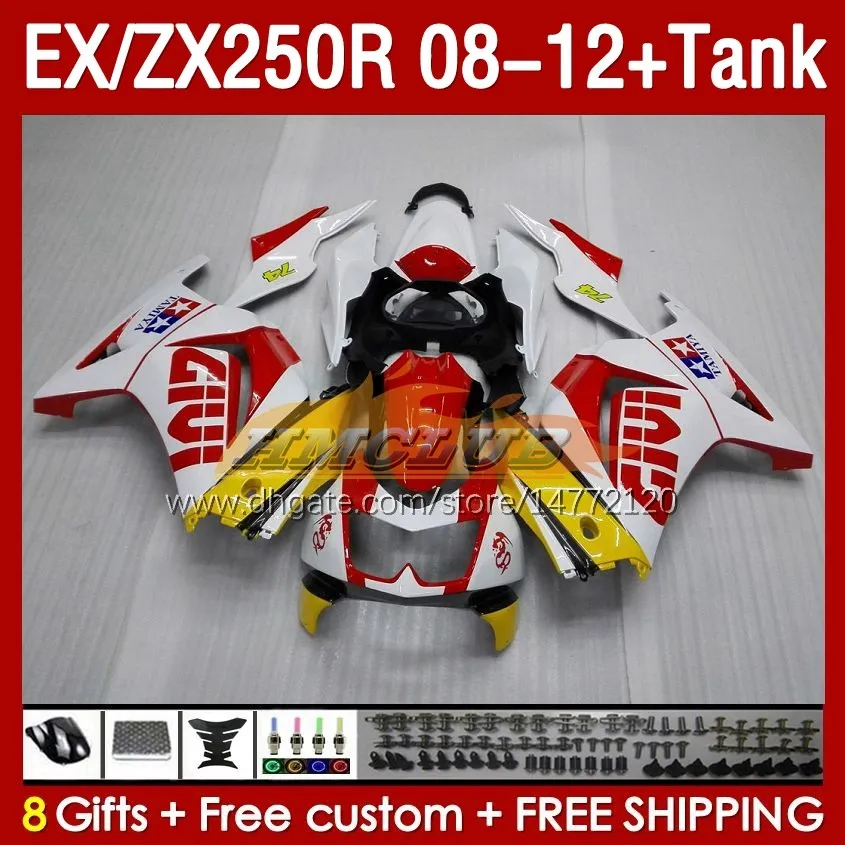 Fairings & Tank OEM For KAWASAKI NINJA ZX250R EX250R 08 09 10 11 12 ZX250 EX250 R 163No.79 ZX-250R 2008 2009 2010 2011 2012 EX ZX 250R 08-12 Injection Fairing red yellow