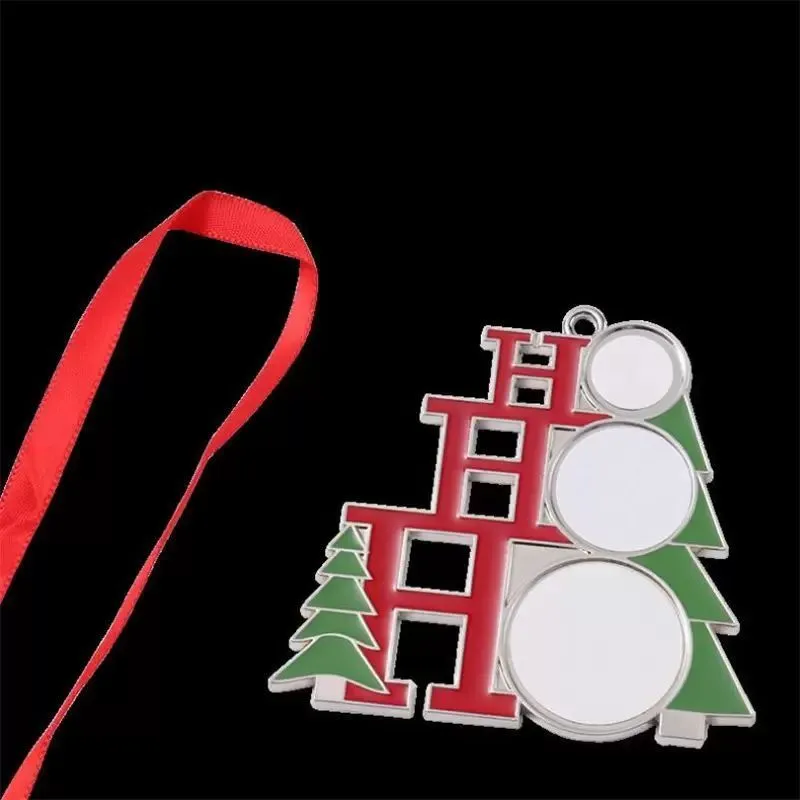 Sublimation White Blank Metal Christmas Decorations Heat Transfer Santa Claus Pendant DIY Christmas Tree Ornaments Gifts BY30