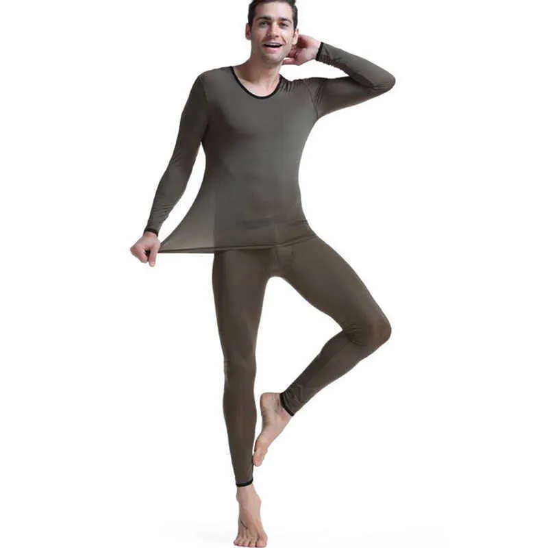 Indumenti da notte da uomo Intimo termico da uomo Mutande lunghe Intimo termico Mutande Elastiche Ultra-sottili Pigiami di seta traslucidi Abbigliamento per uomo Leggings T221017