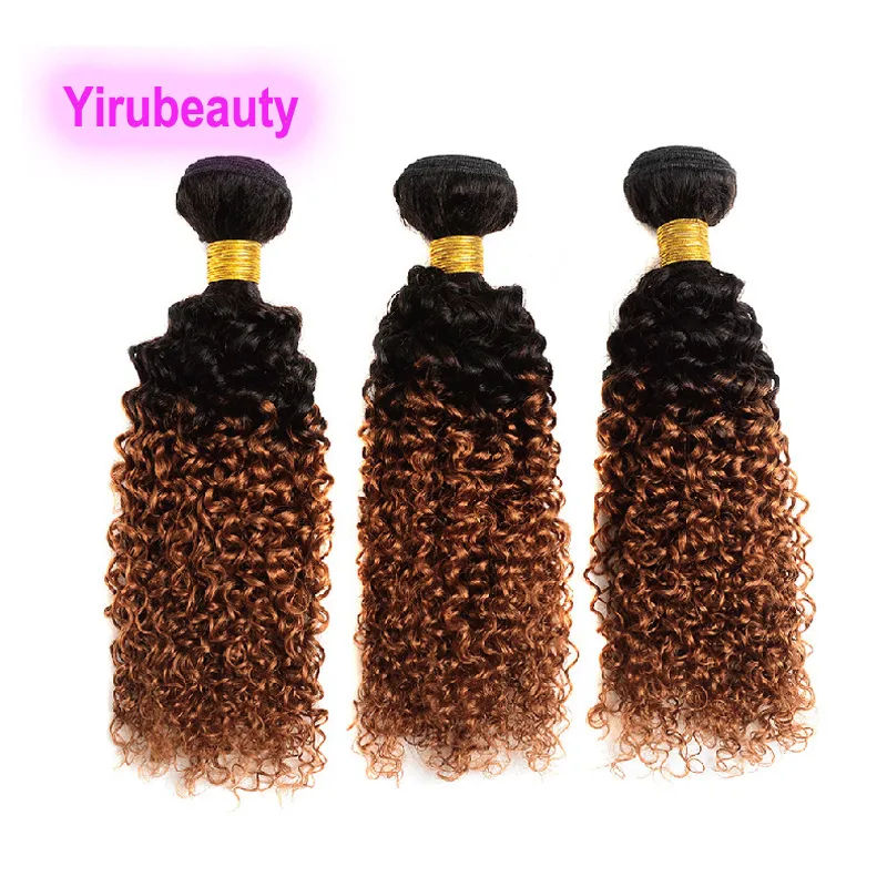 Brezilya İnsan Saç Çift Acı 8-34inch Kinky Kıvırcık 1B 30 Ombre Renk Yirubeauty Peru Hint Malezya