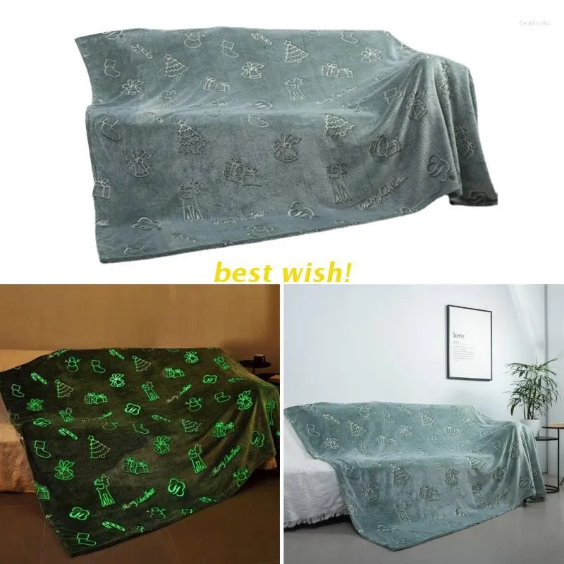 Одеяла C9GA Рождественское зеленое свечение одеяло, моют многоразовое, сохраняя теплые аксессуары