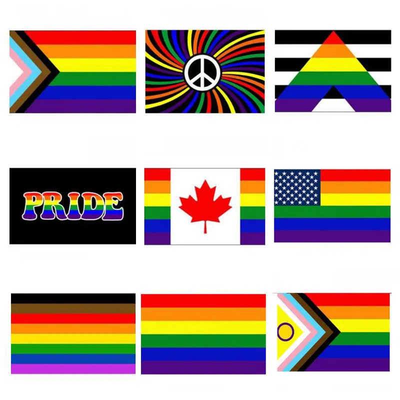 90x150cm 3x5 fts Banner Flags LGBT Gay Pride Progress Rainbow Flag Ready to Ship Direct Factory Stock Double Stitched