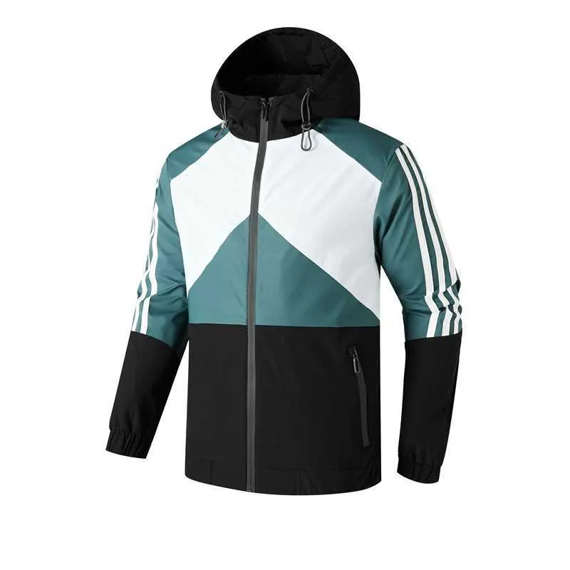 Vestes pour hommes Sports de plein air Fitness Veste zippée contrastée Coupe-vent et imperméable Veste technique Coupe-vent à capuche respirant T221017