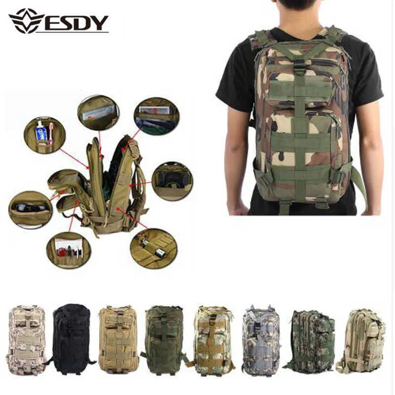 Randonnée Sacs Hommes Militaire Tactique Sac À Dos Camouflage Sport En Plein Air Randonnée Camping Chasse Sacs Femmes Voyager Trekking Sacs À Dos Sac L221014