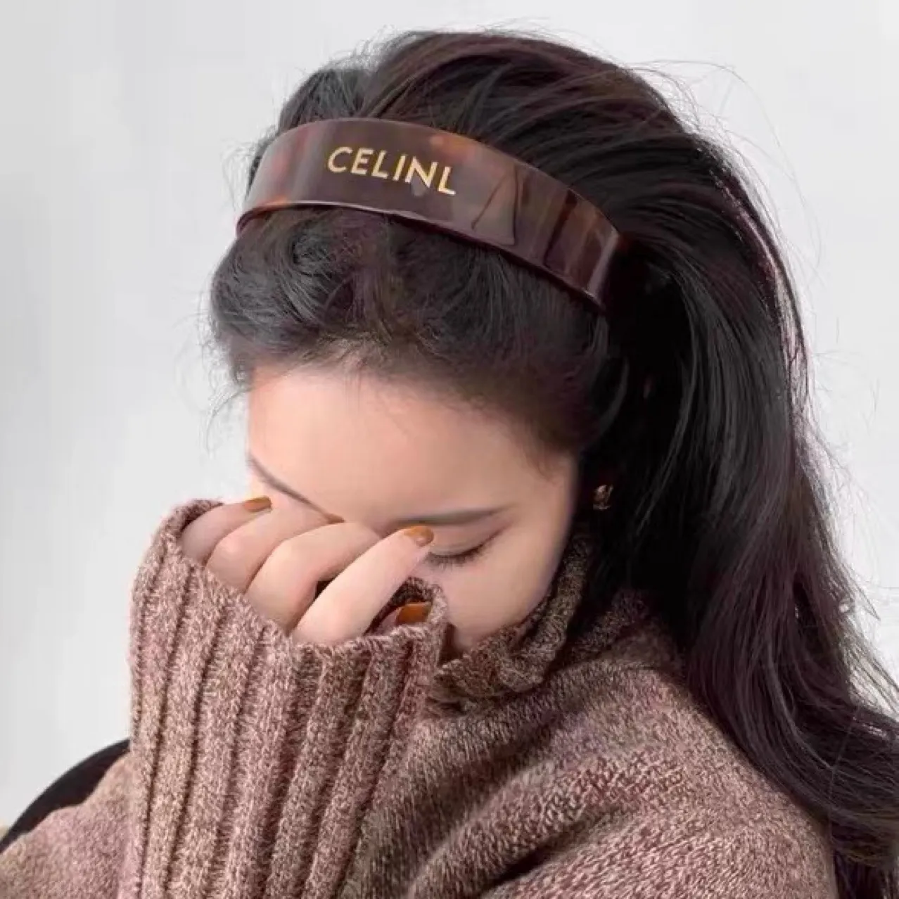 Ce marca de lujo resina acrílico vintage diademas moda estilo japonés letras marrón diseñador diadema accesorios 243m