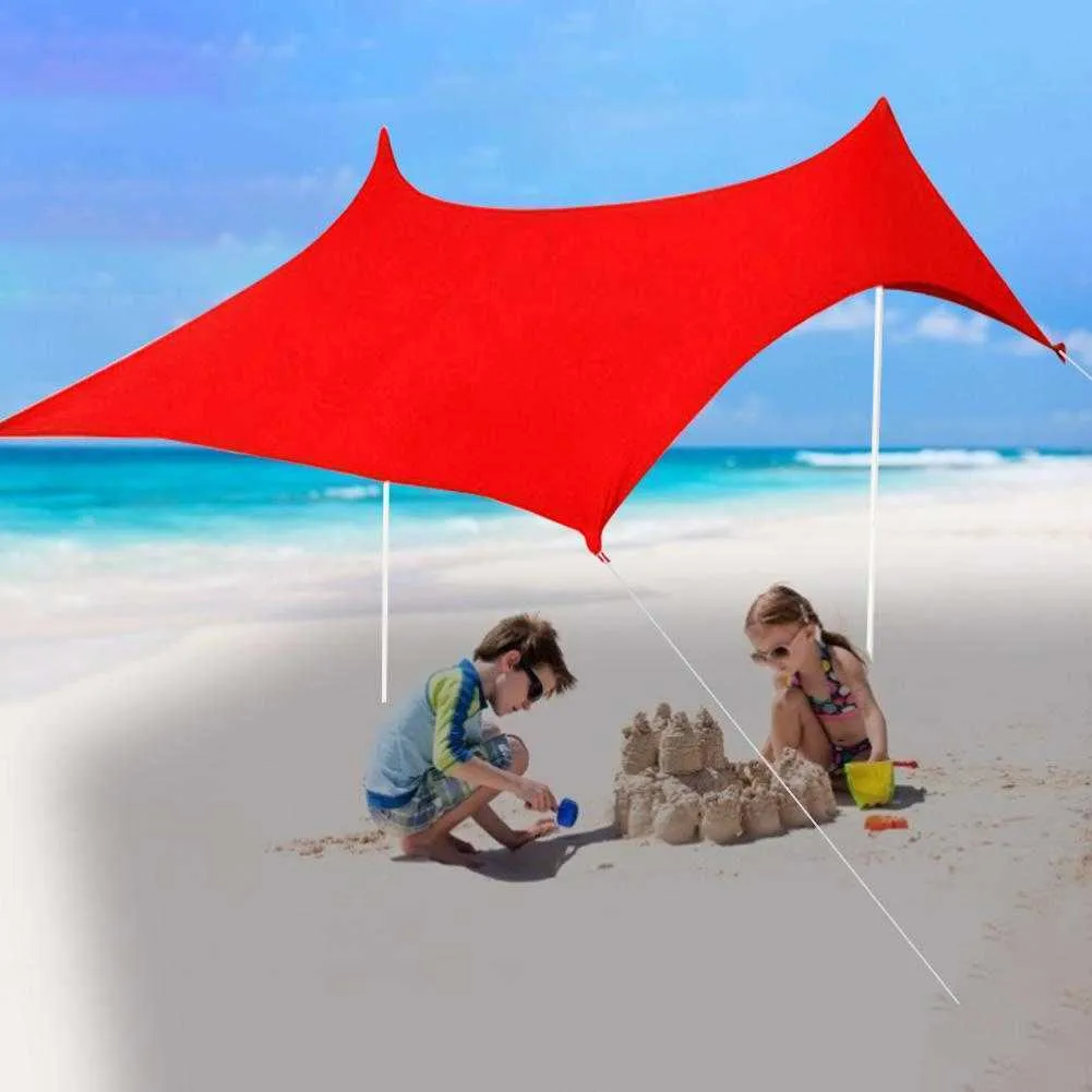 Beach Sunshade Family Family Sun Sun Shade Tent com Ancoras de Sandbag Anchors UV grande dossel portátil para parques y0706