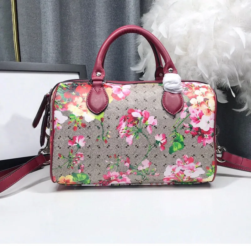 Canvas kudde väskor kvinnor designer handväskor gram tian bicolor blommor bokstav tryckning axel totes lyx läder handtag handväska crossbody shopping väska