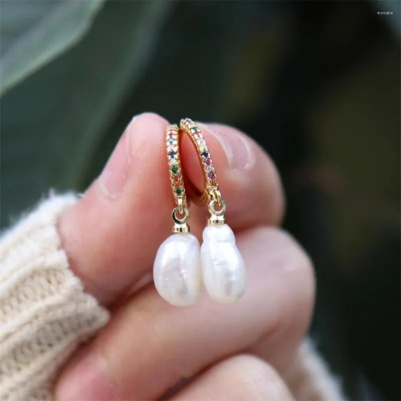 Boucles d'oreilles cerceau Style Simple perles d'eau douce goutte pour les femmes 2022 mode luxe Zircon bijoux mariage fille doux accessoires