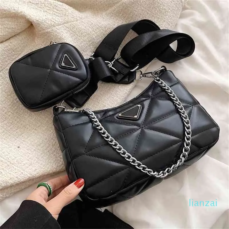 Bolsas de ombro de ombro axila 2022 hobo três em uma única bolsa mensageira chaofa stick rhombic lattice mãe saco feminina