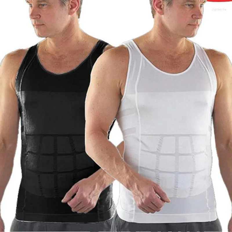 Men's Body Shapers Men Tummy Slimming Vest Waist Trainers Posture Correction Compression Shaper Gynecomastia Shapewear Tshirt Sleeveless