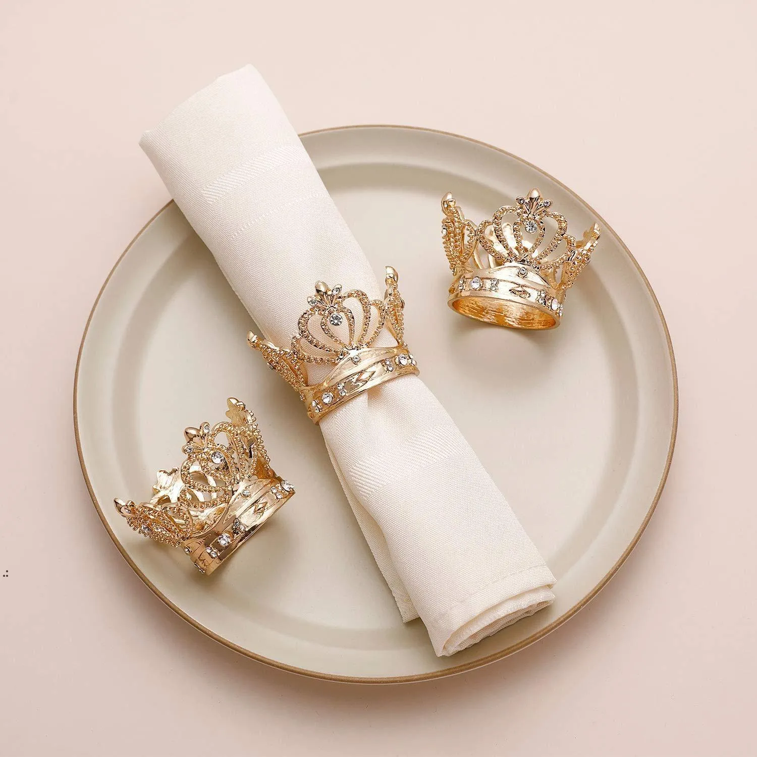 Crown Napkin Ring Gold Silver Napkins Buckle Hotel Wedding Towel Rings Banquet BBB16379