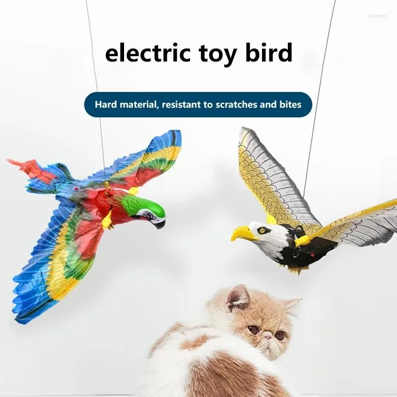 Juguetes para gatos Simulación de pájaro juguete divertido auto-hey puerta colgante cuerda automática para rascar palo águila suministros interactivos