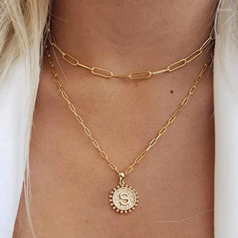 14K Gold Plated Initial D Necklace Set For Women - Dainty Layered Choker & Satellite Chain