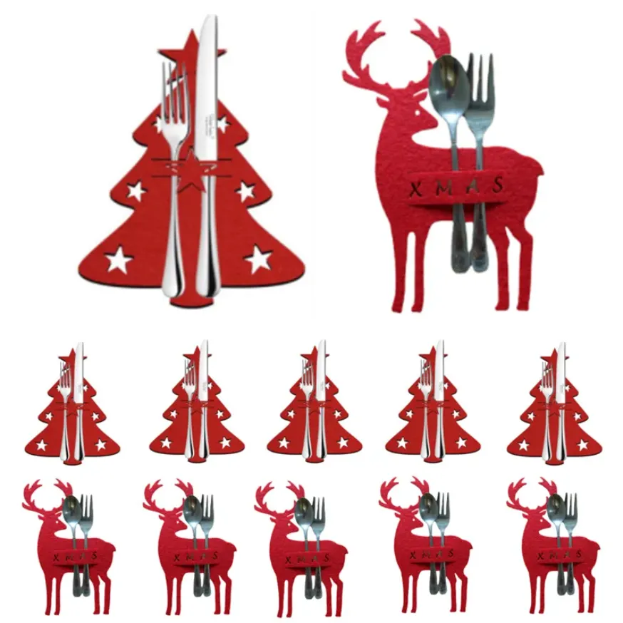 Juldekorationer Julgran Cutlery Holder Knife Fork Storage Pocket Christmas Party Dinner Tabell Provse Bag Xmas Home Decoration Cover FY3971 P1017