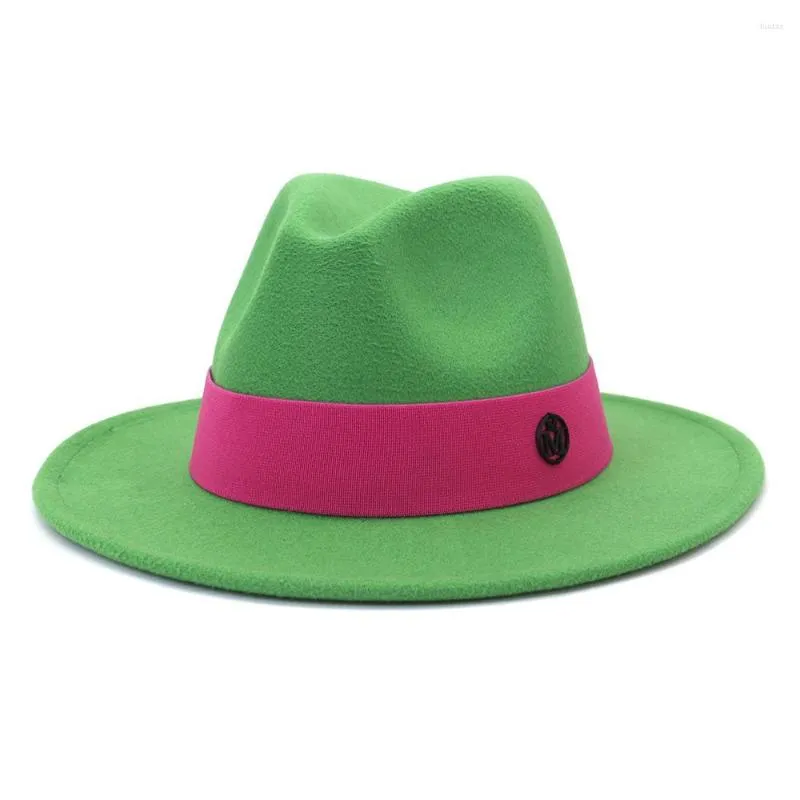 BERETS 2022秋の冬の男性女性Fedoras Felt Felt Hat Jazz Panama Outdoor Vintage Top Cowboy Party