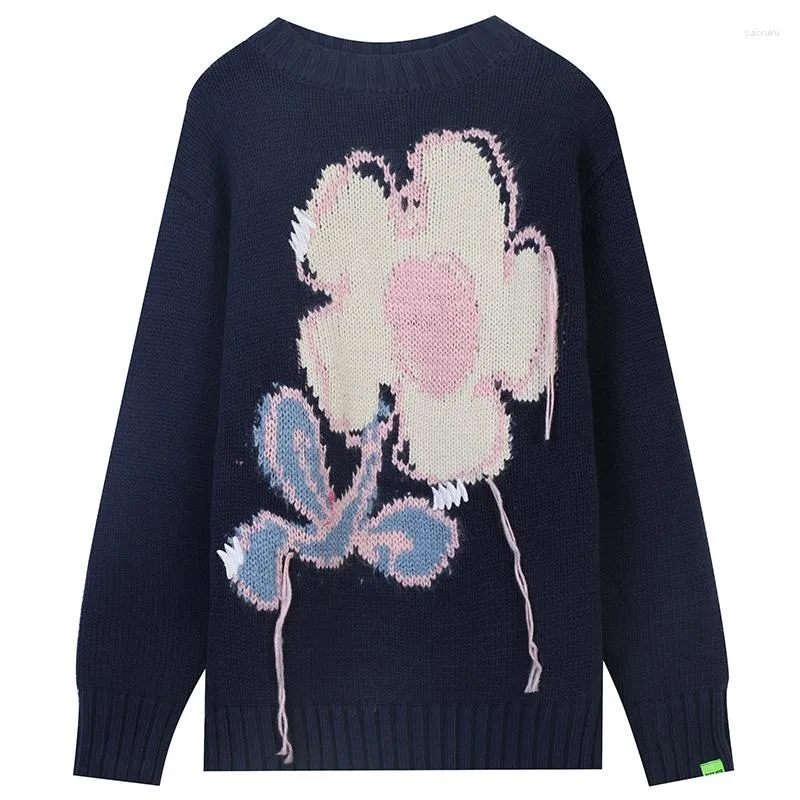 Maglioni da donna autunno e inverno nicchia stile coreano maglione rosa pullover fiore sciolto pigro lavorato a maglia occidentale