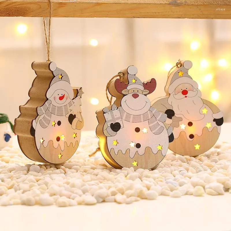 Decorazioni natalizie Ornamenti in legno Fette di legno non finite per bambini Centrotavola per artigianato fai-da-te Vacanze appese con led