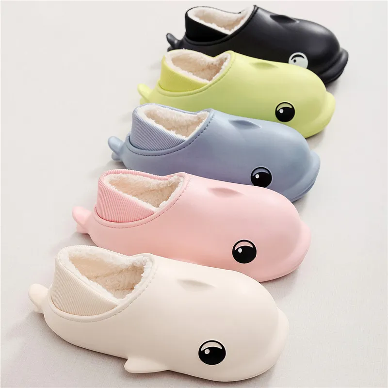 home shoes Winter non slip cotton slippers for women to wear outside indoor dolphin lovers' bags and men's cotton