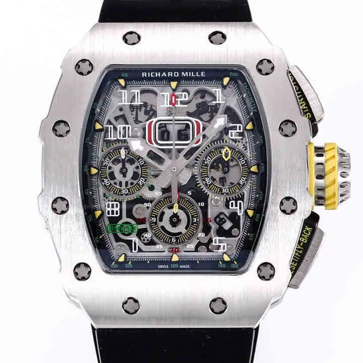 Luxury Mens Mechanics Watch RM11-03RG Series Watch Titanium Style Flyback Timing Helt automatisk mekanisk