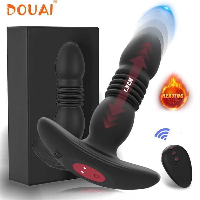 Giocattolo del sesso Massaggiatore Dildo telescopico Butt Plug Vibratore anale Giocattoli telecomandati senza fili per uomini Donne Riscaldamento Stimolatore della prostata maschile Gay
