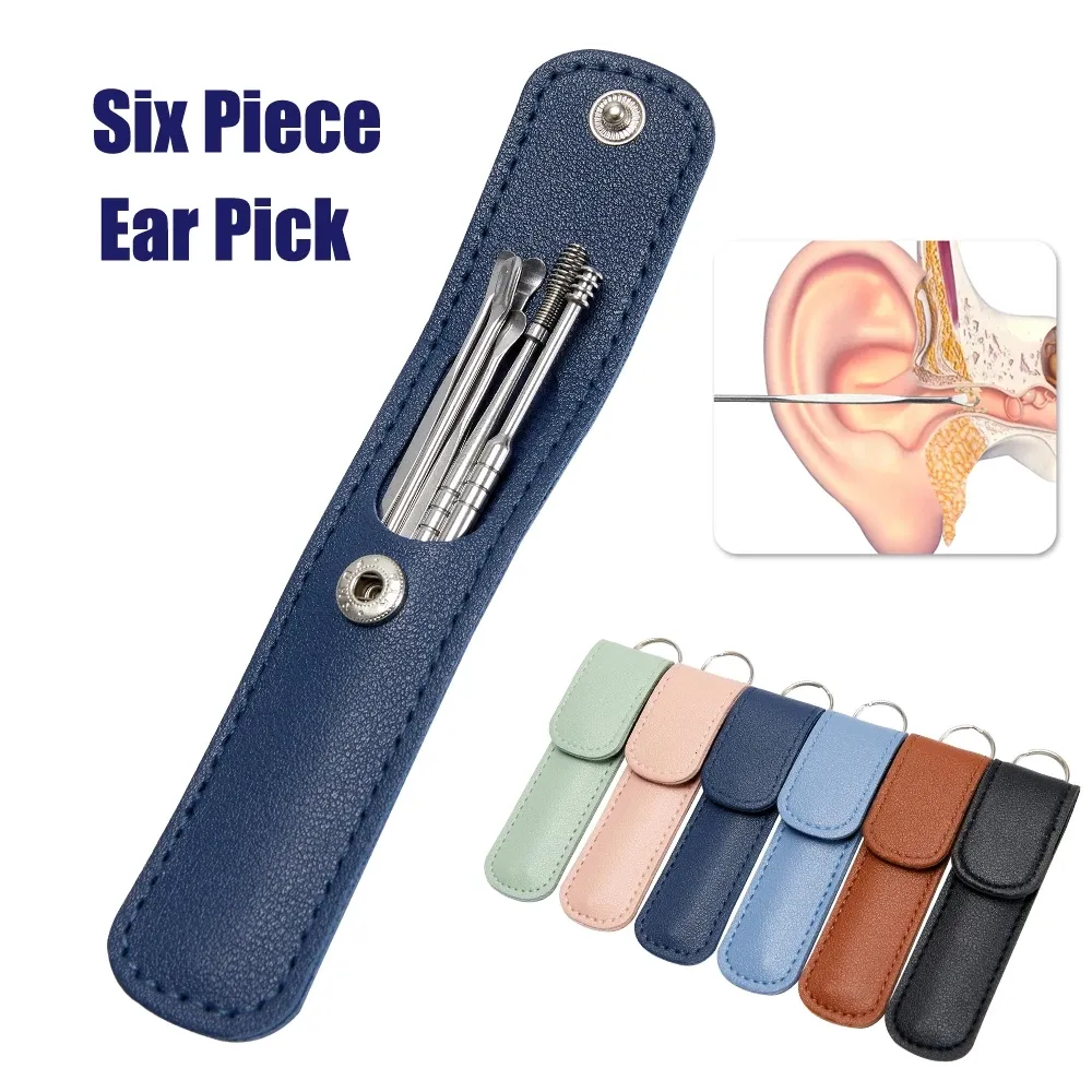 Hand Tools Stainless Steel Ear Picking Spoon Double Headed Spiral Cleaner Ear Tool 6Piece Set Wholesale