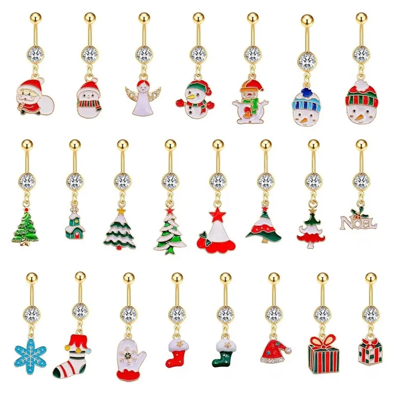 Presentes de Natal Belly Butrine Ring de Santa Tree Tree Aning