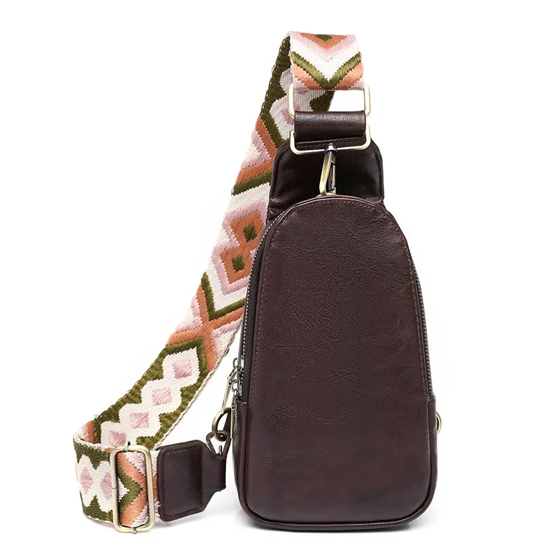 Leather Fanny Pack Women Sling Bags Crossbody Versatile Ladies Retrol Chest Bag Phone Shopping Holder Bag