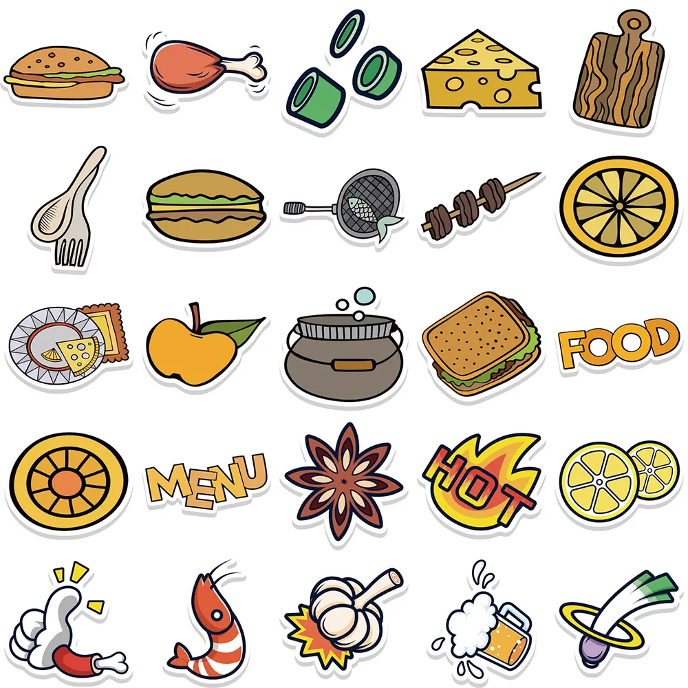 Cute Cartoon Foods Hamburg stickers Graffiti Stickers Vintage Decals DIY Suitecase Scrapbook Laptop Motorcycle Toys Joke Sticker