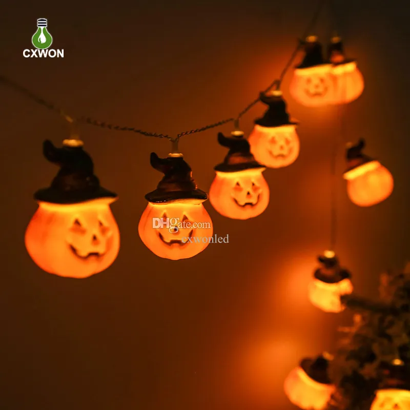 16.4ft 9.82ft 20LEDs Halloween Guirlande Lumineuse 3D Orange Citrouille Lumières À Piles Lumières De Vacances pour Décoration Intérieure Décorations De Fête