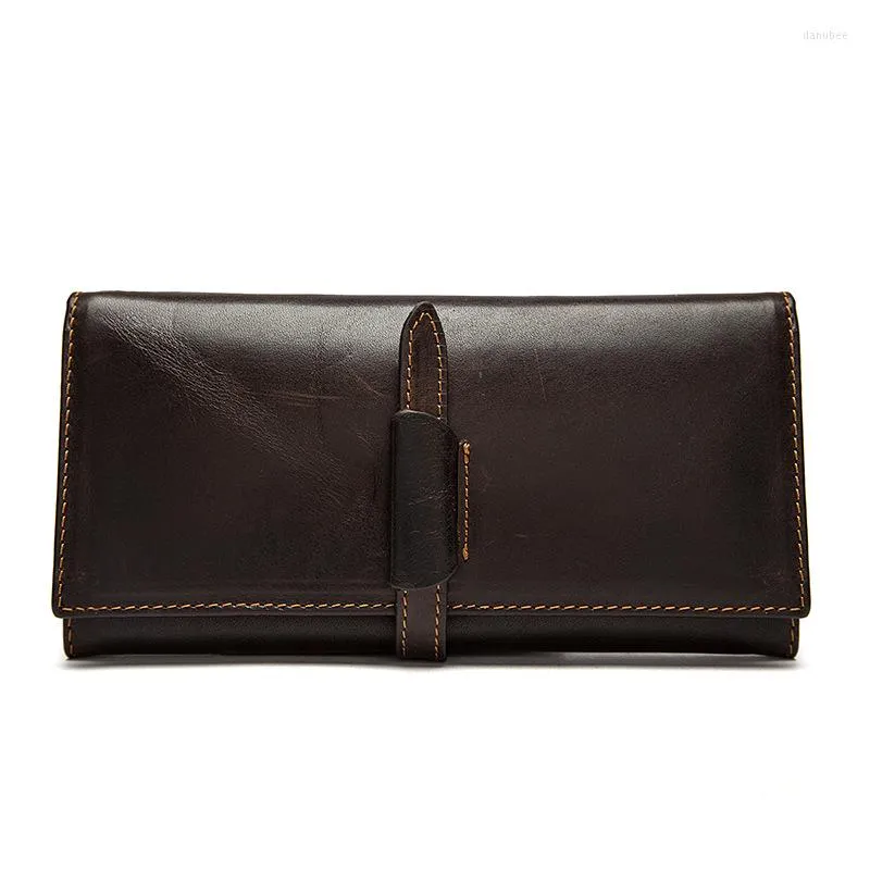 Wallets Cow Leather Wallet Head Layer Of Oil Wax Long Korean Version The Draw With Men
