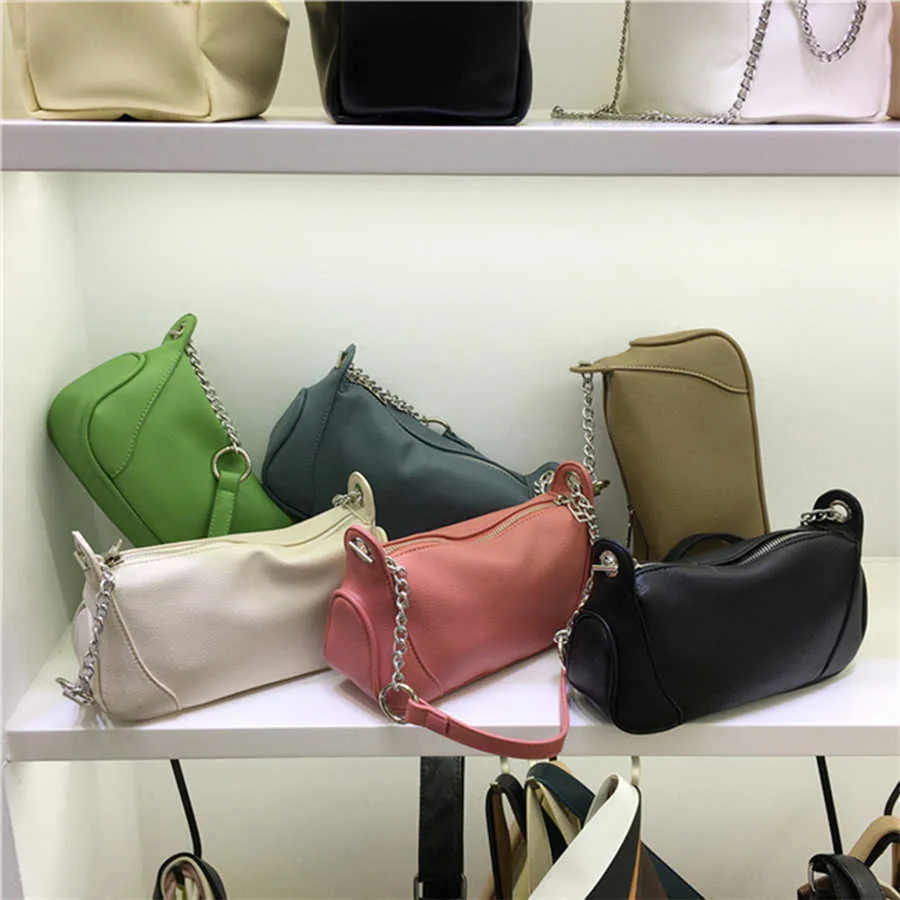 Sacs de soirée Français élégant banlieue sac à main pour femme chaîne aisselle épaule messager sacs à bandoulière en cuir souple couleur unie sac de boulette sac L221014