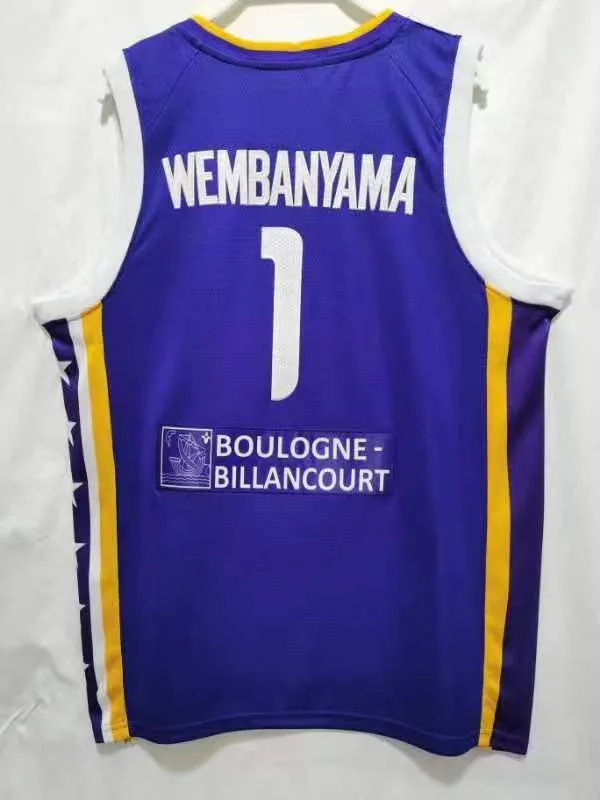 Victor Wembanyama 1 Trikot Basketball Herren genähte Trikots S-XXL Mix Match Bestellung Lila Weiß Farbe