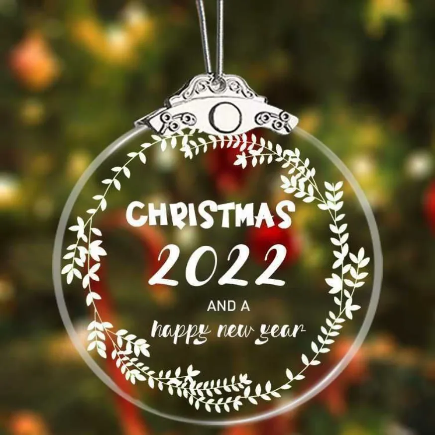 DHLストッククリスマスデコレーション記念日ペンダント昇華ブランクハンギングホールオーガニックガラスツリーオーナメントラウンドパーティーホーム装飾FY5619 P1017