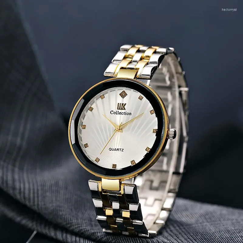 Armbanduhren Luxusdesigner M￤nner Full Edelstahl Quarz sehen Goldene Strass -Mode -Business -Armbanduhr Horloges Mannen Montres