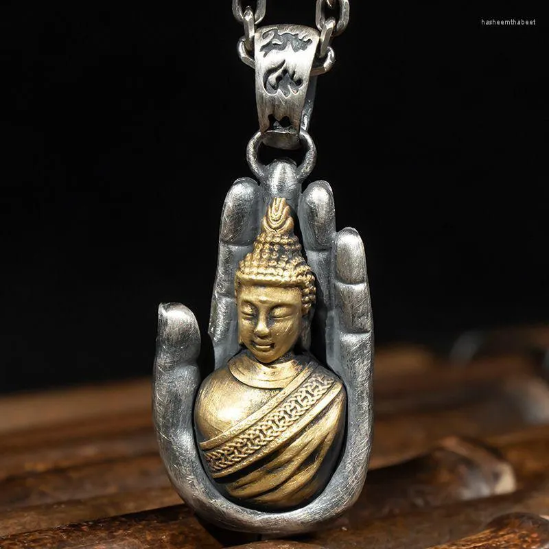 Naszyjniki wiszące S999 Sterling Srebrny Zodiak Buddha Vintage Patronus ręczny naszyjnik