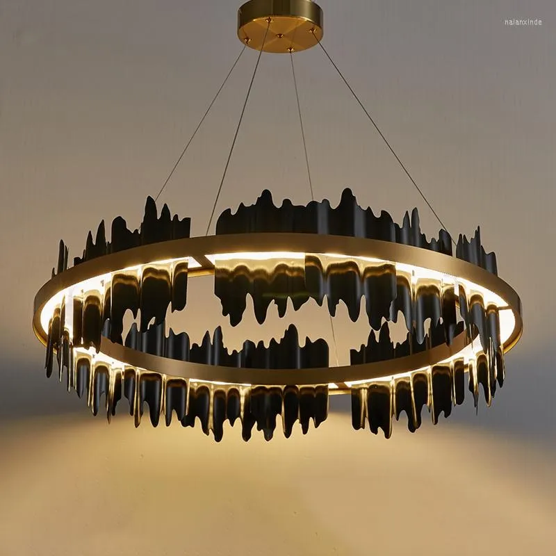 Żyrandole nowoczesne lekkie luksusowe życiozielone krąg żyrandol prosty lampa jadalnia kreatywna sypialnia projektantów