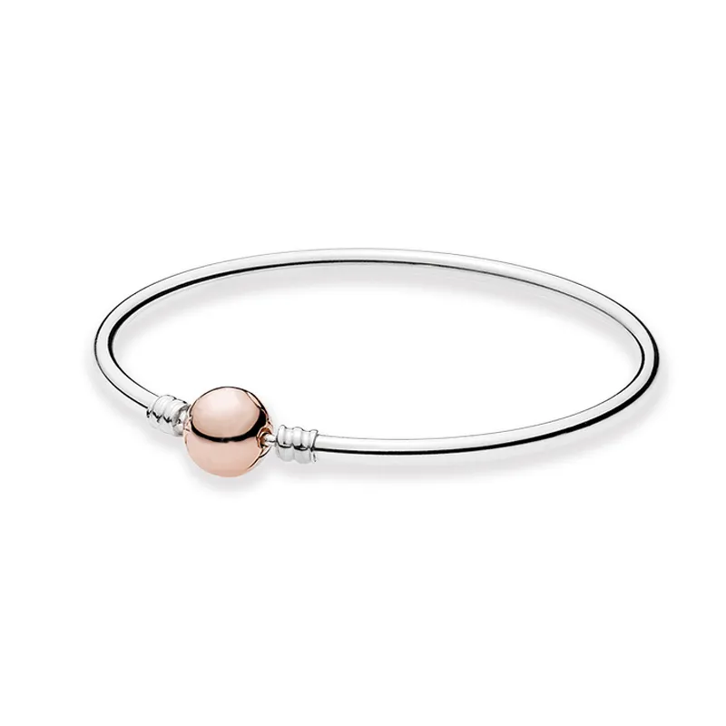 Rose Gold Clasp Bangle Armband med originalbox för Pandora Real 925 Sterling Silver Charms Armband för kvinnor Girls Wedding Jewelry Set Girl Gift