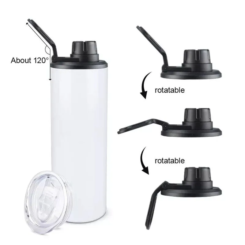 Wholesale 20oz Sublimation Straight Tumbler Double Wall Stainless Steel Vacuum Insulated Cups Bottle With Two Lids Straws b103