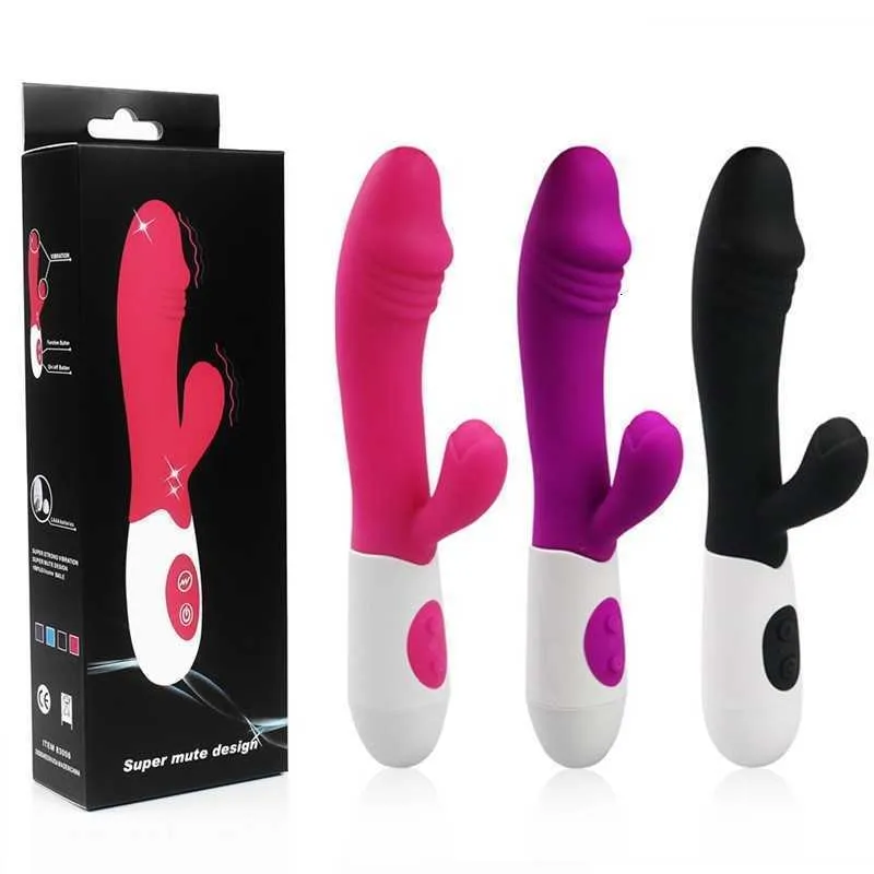 Sex Toys Massagers Silicone Simulation Fashion G-Spot Double Shock Stick 30 Frekvens Massage Kvinnlig Masturbator AV Sex Toy Sex Products