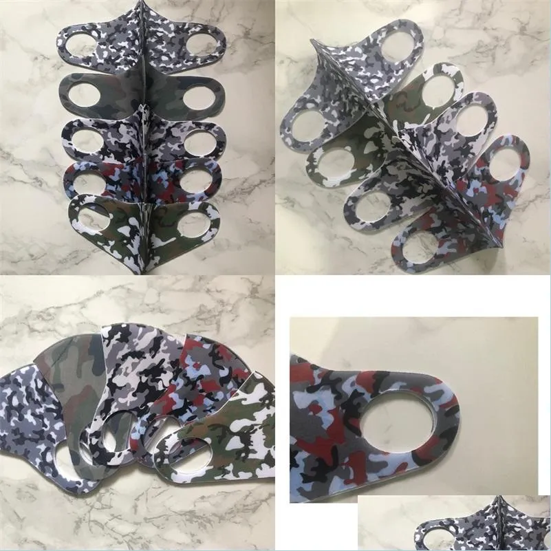 Designer masker eng￥ngs tv￤ttbara ansiktsmasker kamouflage svampduk mascarilla mode tunt andningsbar camo respirator sport man w dhjmi