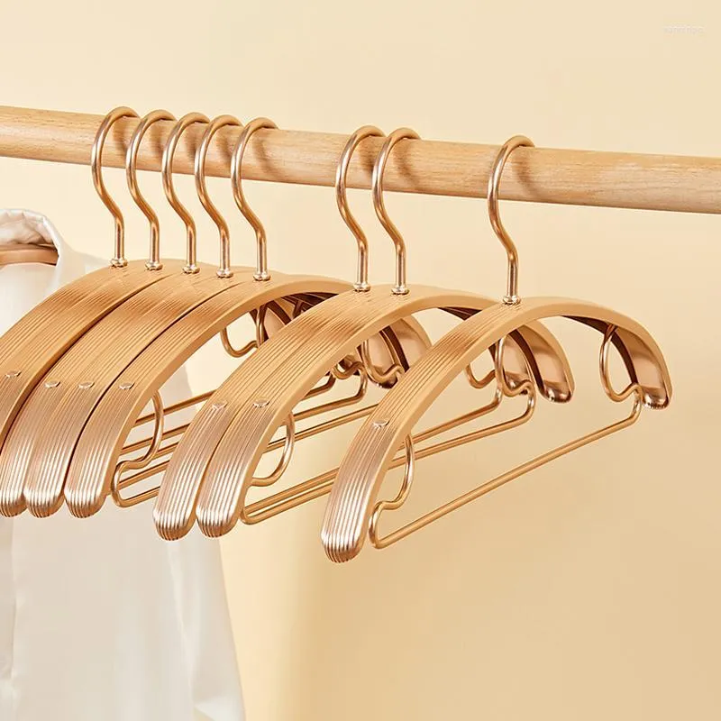 Hangers & Racks 5pcs Thicken Coat Luxury Aluminum Alloy Household Space Saver Non-slip Clothes Hanger Sweater Pants Shirt Drying Rack