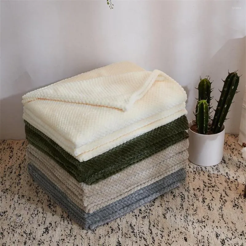 Filtar 100x150cm Coral Fleece Filt Light Soft Winter Mesh Flanell Bedding Solid Color kastar Travel Cover Home Textile